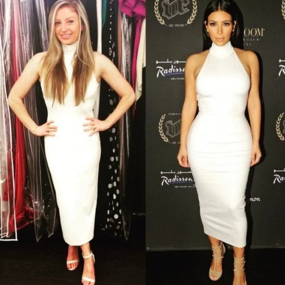 Torn by Ronny Kobo Cream Mock Neck Dress